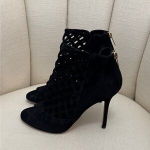 JIMMY CHOO black Suede Drift Cutout Heels